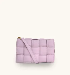 Lilac Padded Woven Leather Crossbody Bag