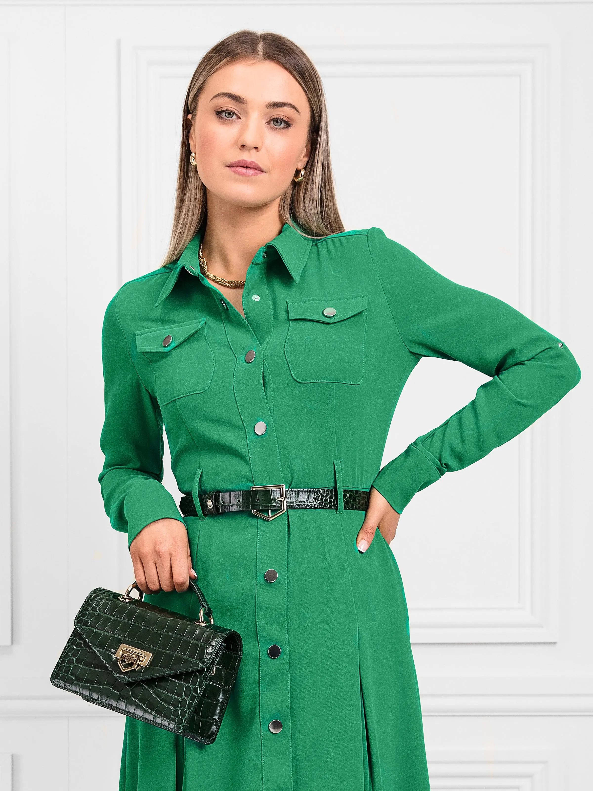 Loxley Mini Crossbody Bag - Emerald Green Croc Print (Limited Edition)