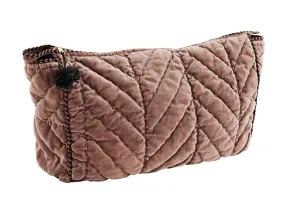 Madam Stoltz Quilted Velvet Clutch Large Dusty Rose