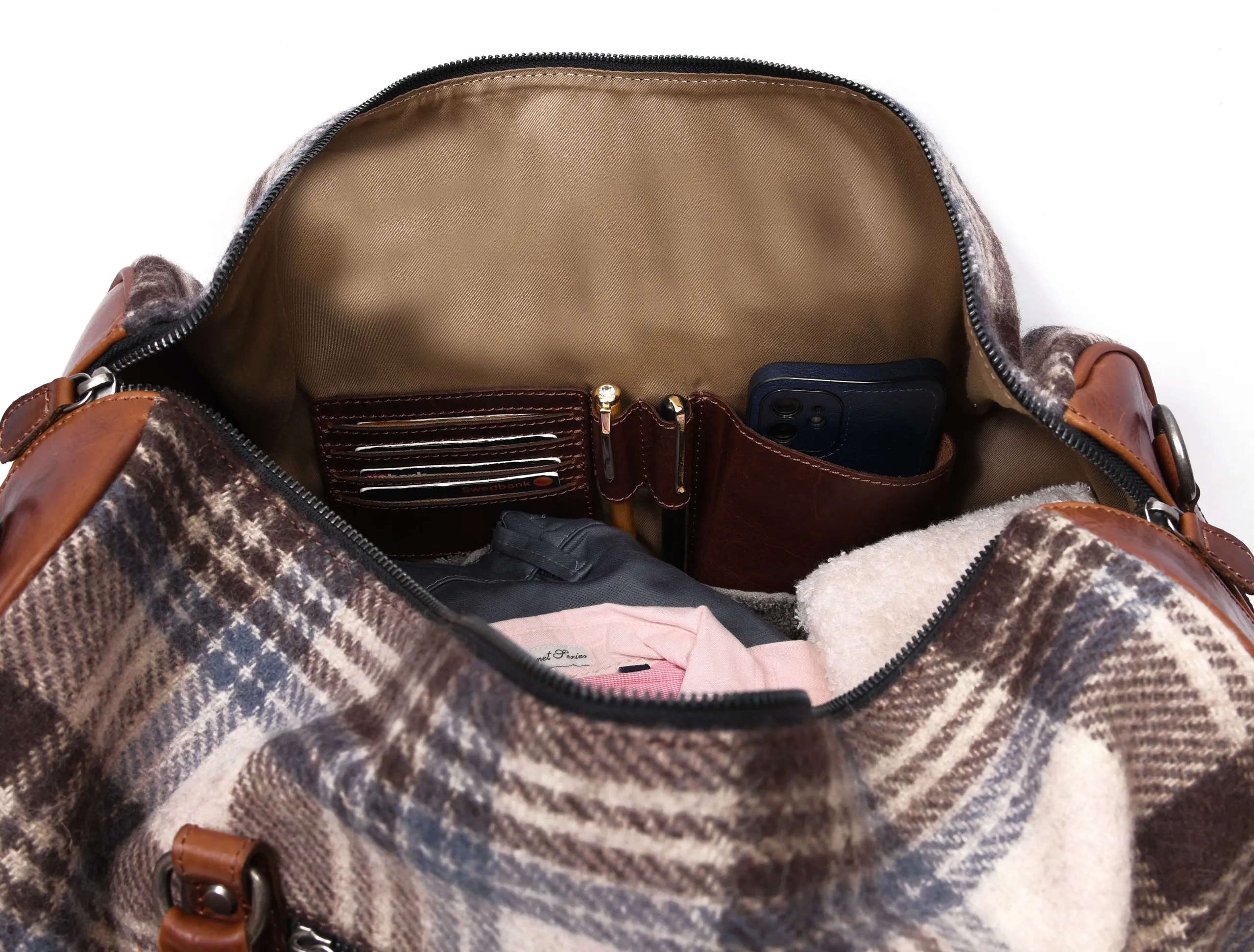 Manchester Leather & Tweed Duffle Bag