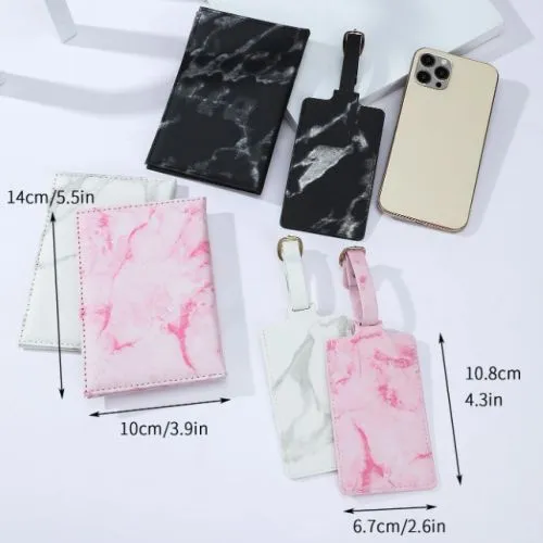 Marbled Passport Holder & Luggage Tag - 2pcs/set