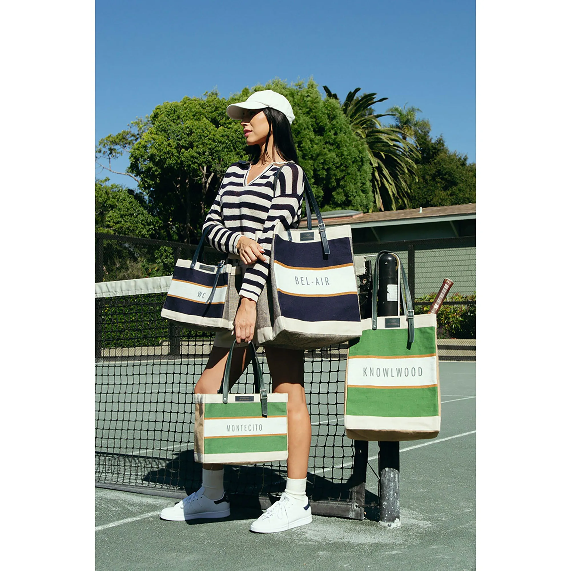 Market Bag in Court Green Chenille with Adjustable Handle