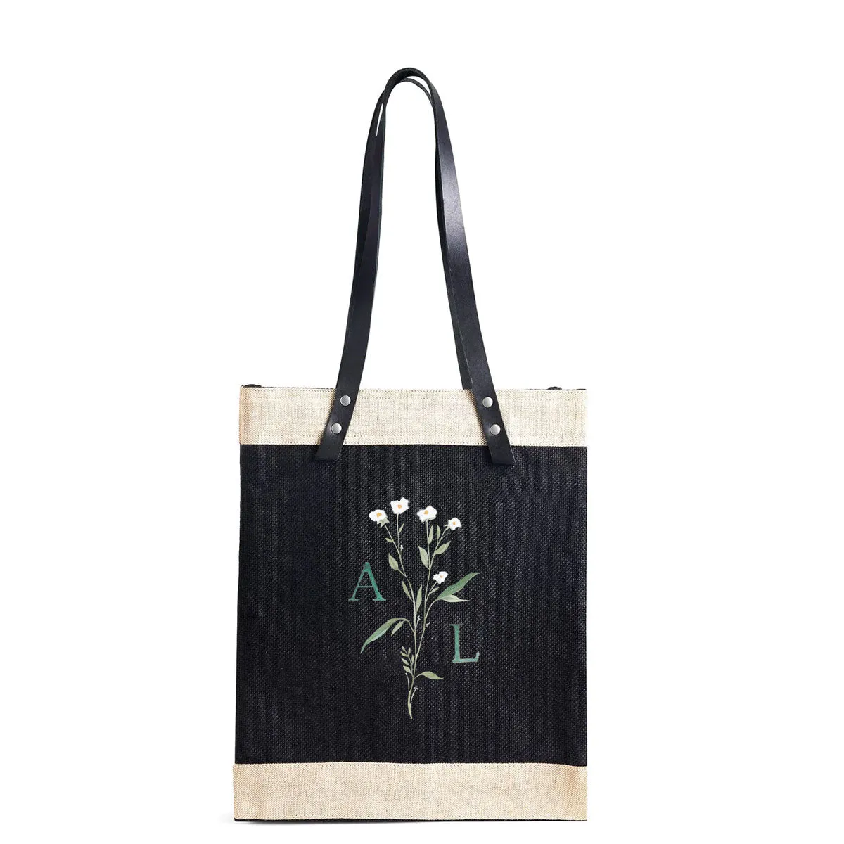 Market Tote in Black Wildflower by Amy Logsdon