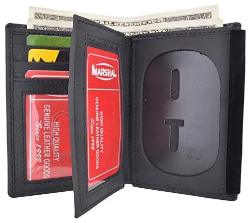 Marshal Genuine Cowhide Leather Badge RFID Wallet for Firefighters, Police etc.