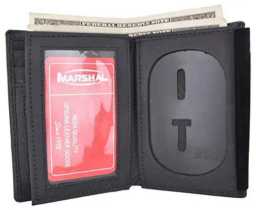 Marshal Genuine Cowhide Leather Badge RFID Wallet for Firefighters, Police etc.