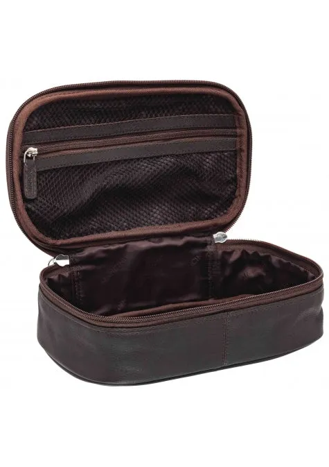 Medium Zippered Toiletry Bag, 10" x 5.5" x 3", Brown