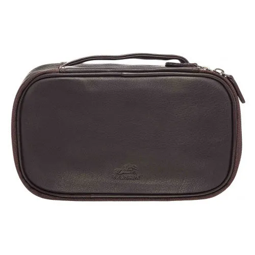 Medium Zippered Toiletry Bag, 10" x 5.5" x 3", Brown