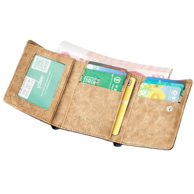 Men Canvas Tri-fold Short Wallet Coin Holder Card Holder Textured Wallet