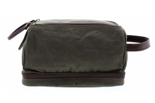 Men's Canvas and Leather Toiletry Bag by Lincoln Luxe