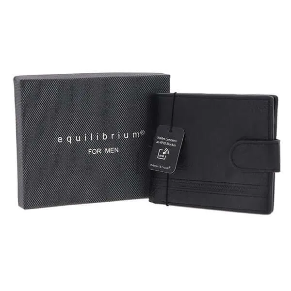 Mens Embossed RFID Wallet With Tab - Black