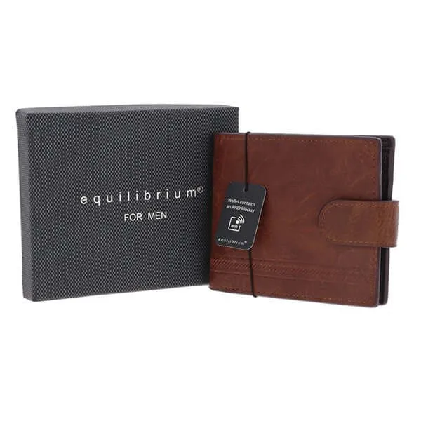 Mens Embossed RFID Wallet With Tab - Tan