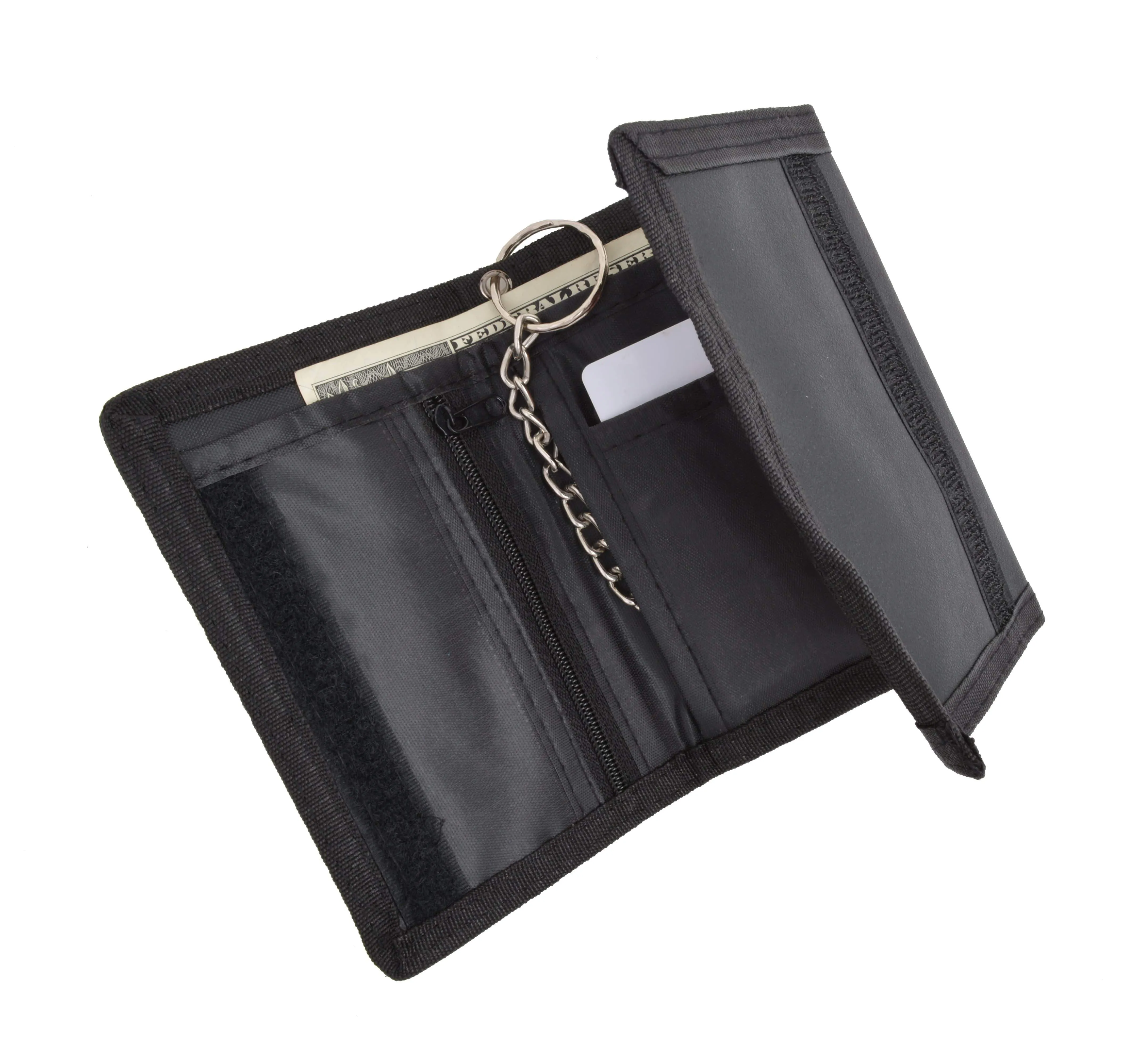 Men's Nylon Credit Card ID Holder Trifold Chain Wallet 836TA