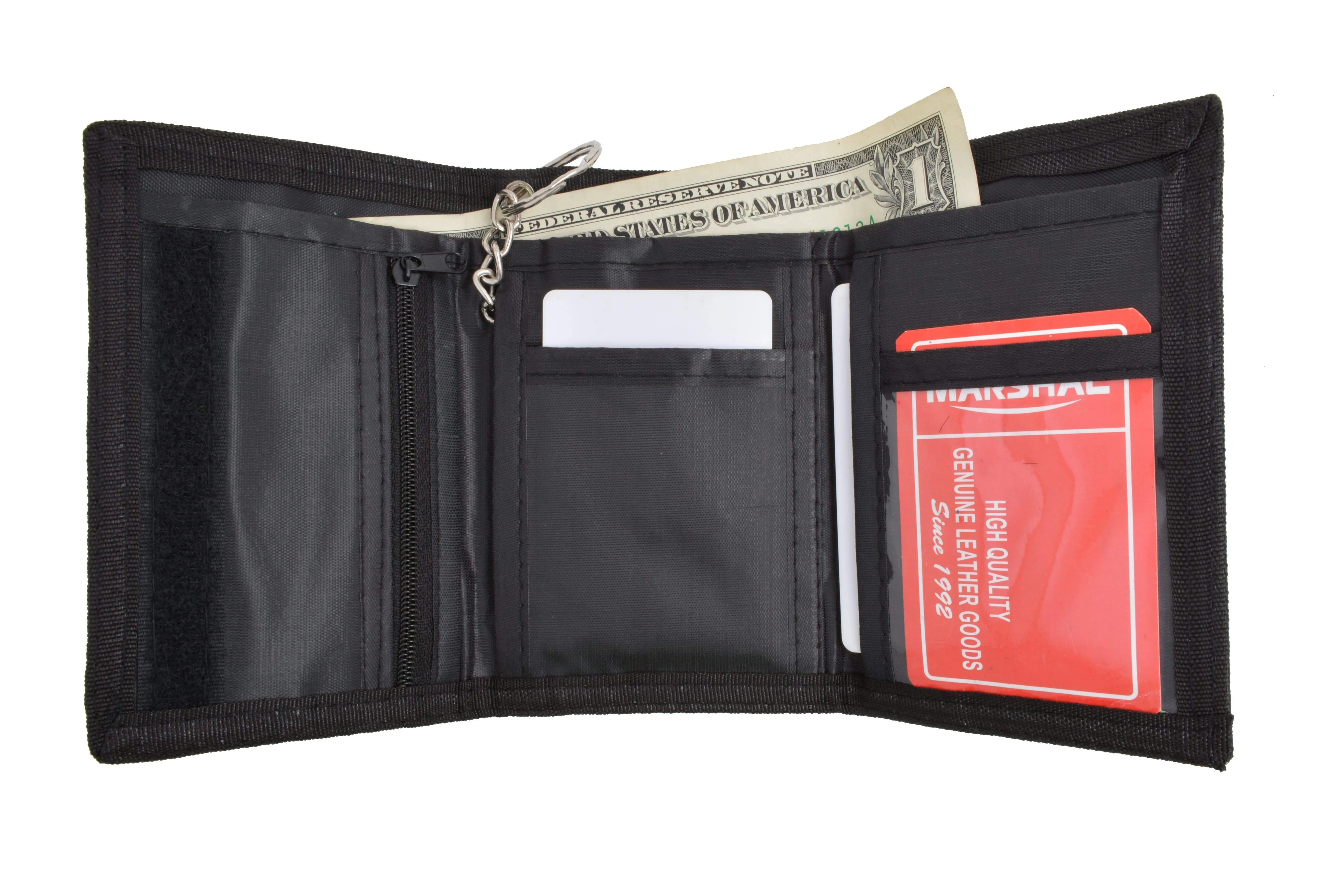 Men's Nylon Credit Card ID Holder Trifold Chain Wallet 836TA