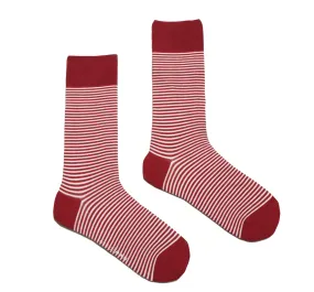 Mens Socks | Red   White Pin Stripe