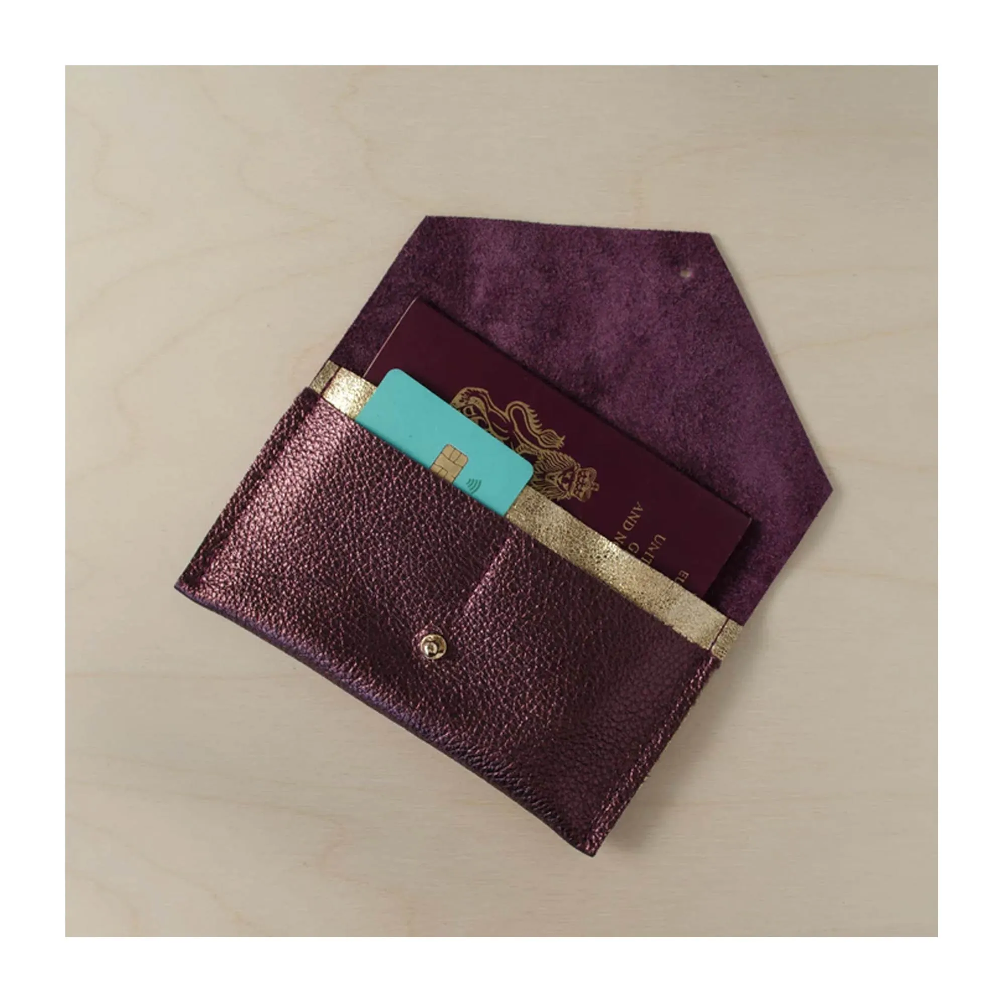 Metallic Berry Envelope Passport Purse