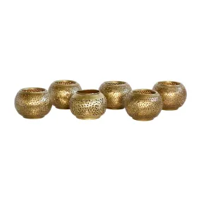 Moroccan Brass Bowl Candle Holder- Set of 6