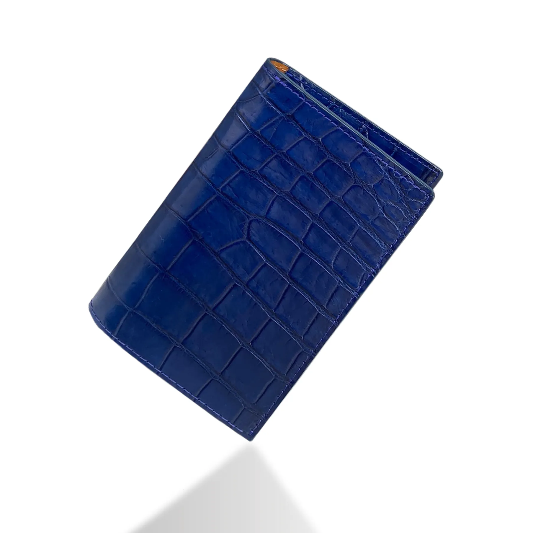 Navy Blue Slim Alligator Leather Passport Holder Cover