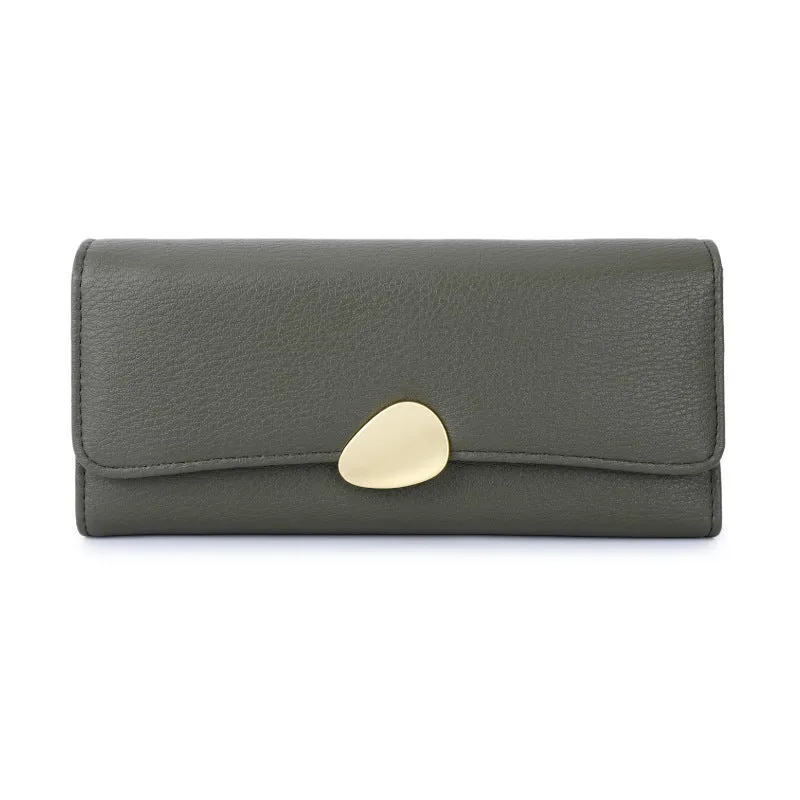 New HOTan and NEWn Lychee Pattern Big Three Fold Wallet All-Matching Ladies Long Clutch Generation Hair