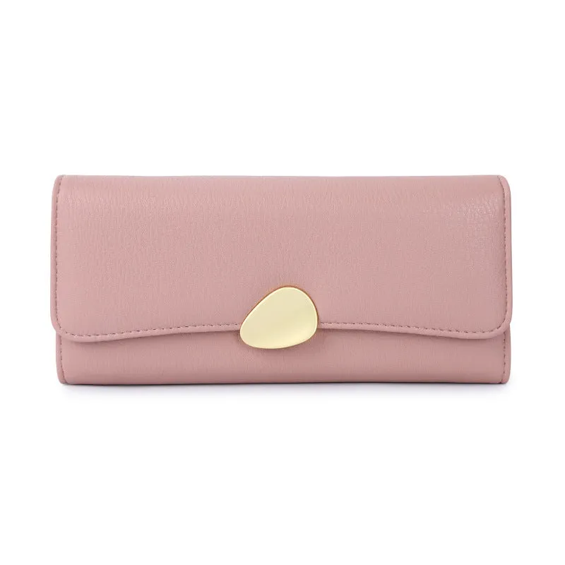 New HOTan and NEWn Lychee Pattern Big Three Fold Wallet All-Matching Ladies Long Clutch Generation Hair