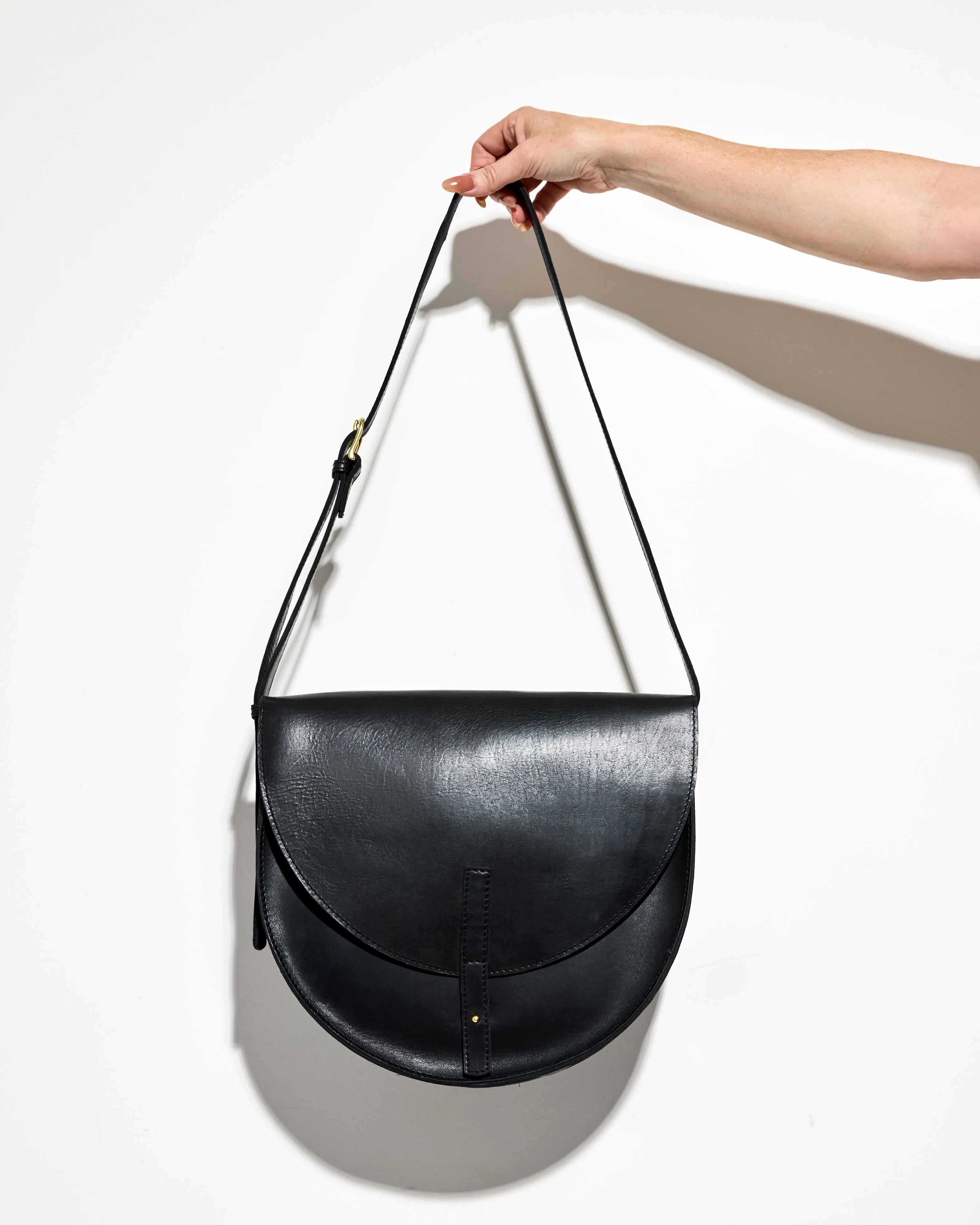 NEW MOON Saddle Bag by Byrd Studio - Licorice Black Leather