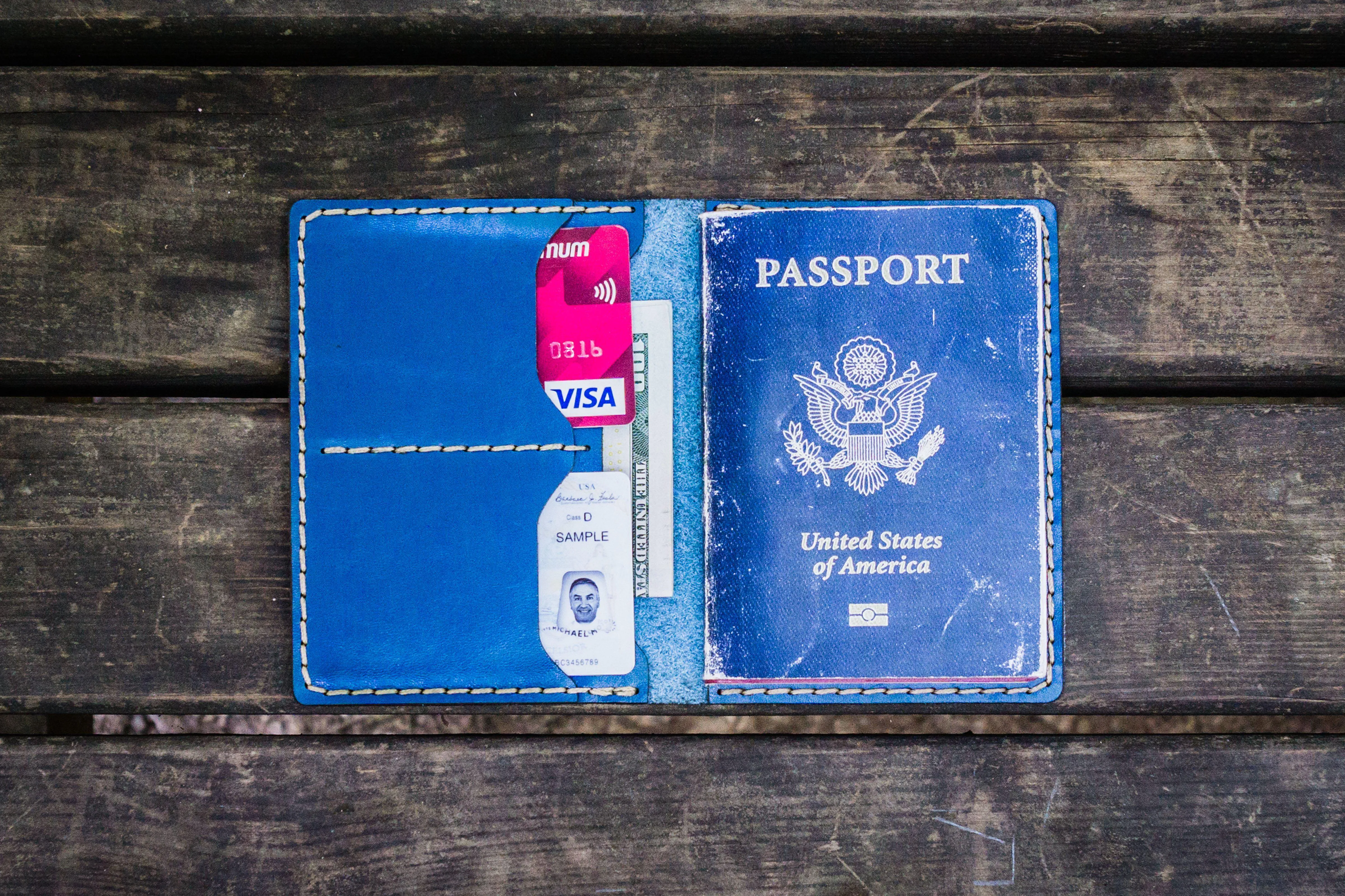 No.06 Leather Passport Holder - Blue