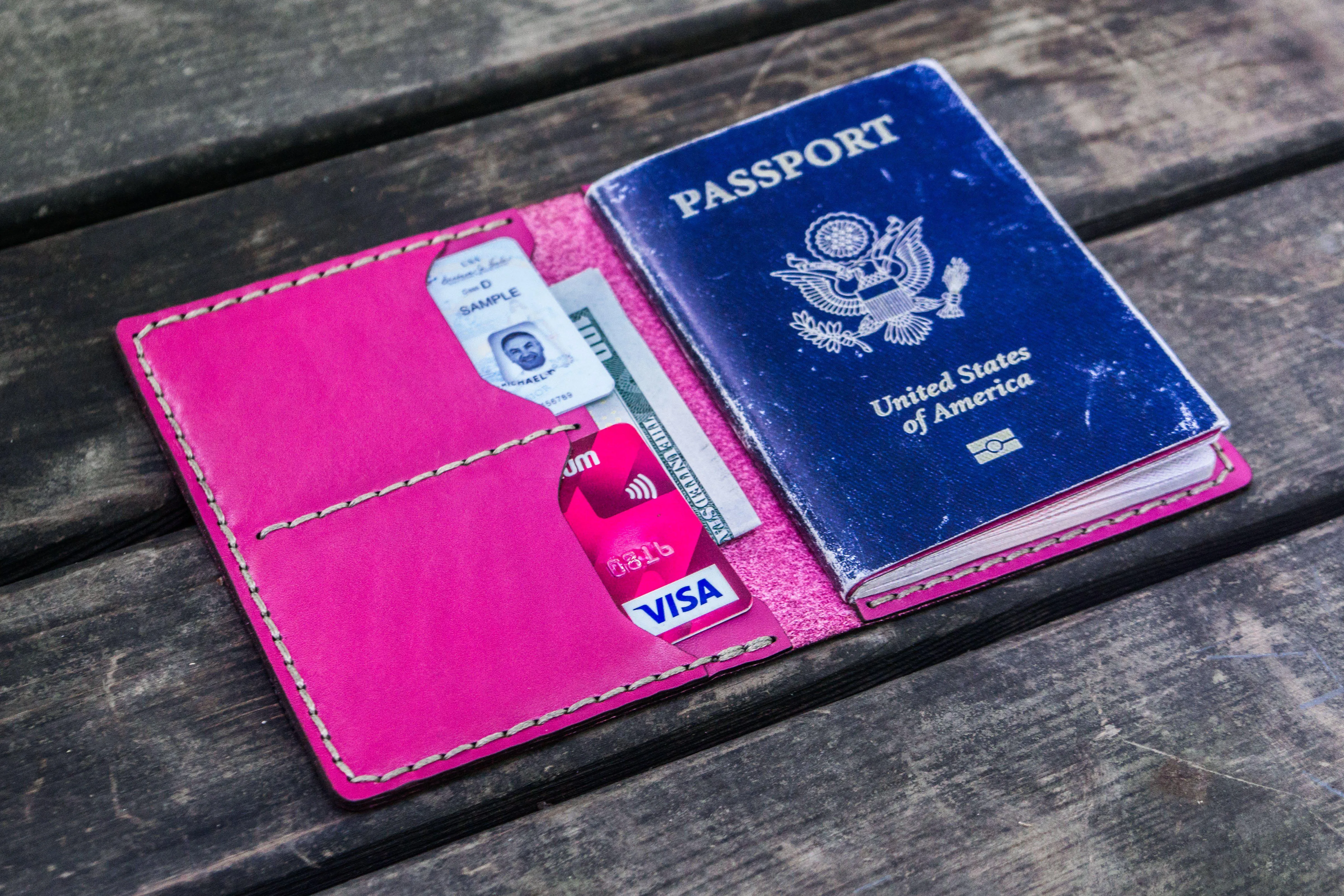 No.06 Leather Passport Holder - Pink