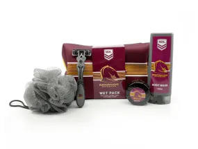 NRL Toiletry Gift Set - Brisbane Broncos - Bag Body Wash Razor Soap Loofah