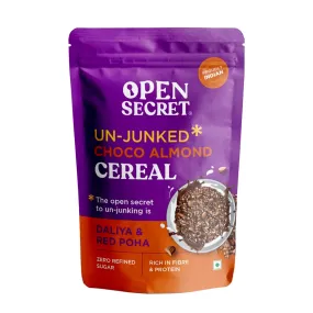 Open Secret Chocolate Almond Muesli 350g| Breakfast Cereal with Nuts & Seeds, Dried Fruits, Oats, Red Poha| Healthy Breakfast Cereal