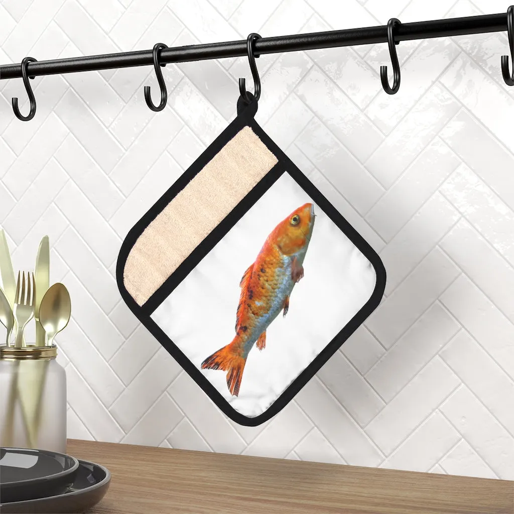 Orange Fish Pot Holder with Pocket