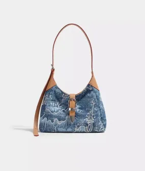 PARC embroidered denim shoulder bag