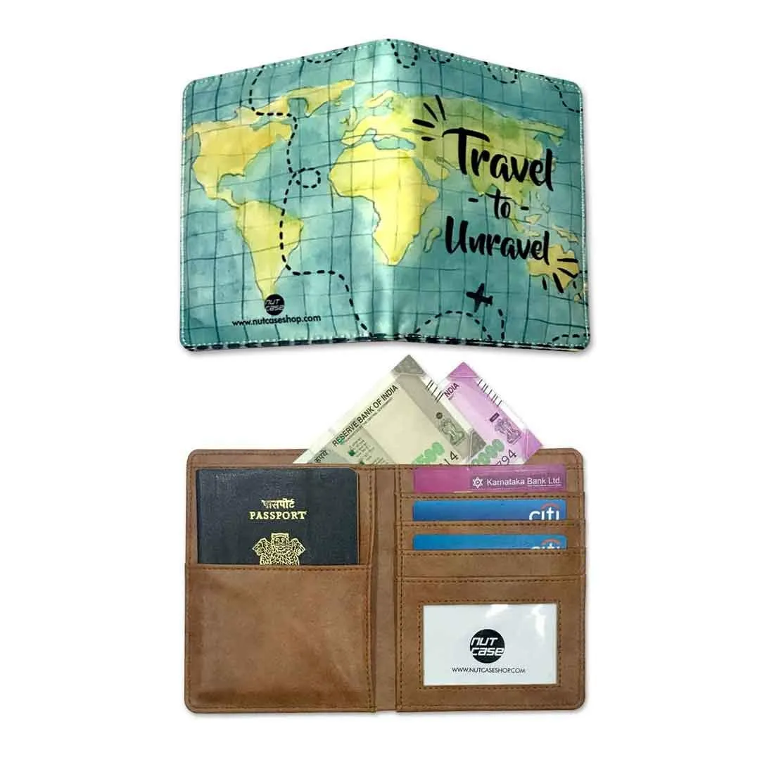 Passport Cover Holder Wallet Travel Organizer  - Maps Design