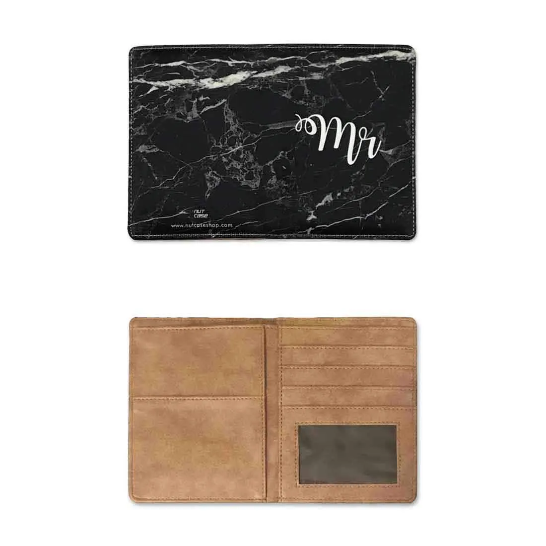 Passport Holder Leather Travel Wallet Organizer-Mr Black Marble