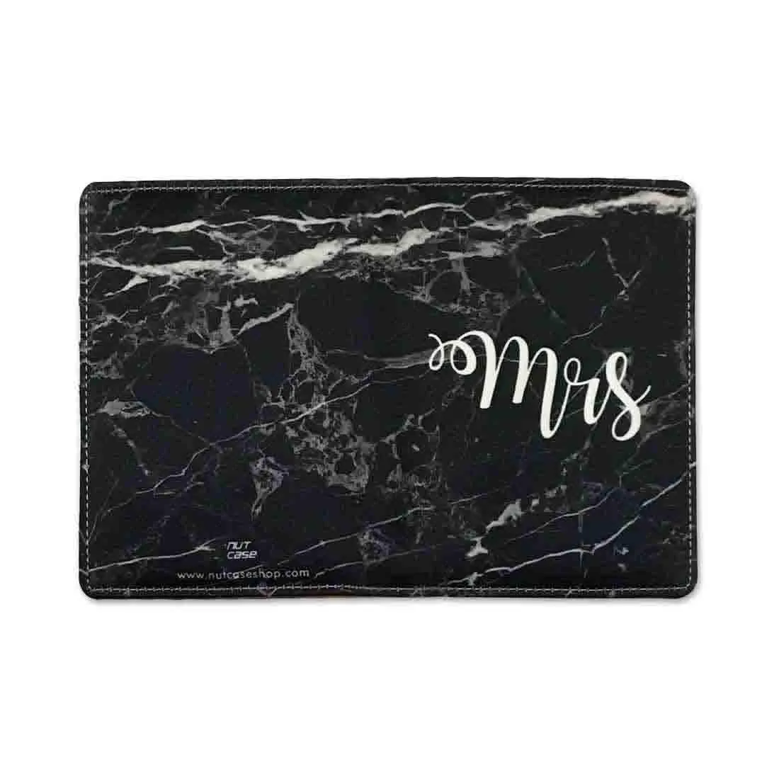 Passport Holder Leather Travel Wallet Organizer -Mrs Black Marble