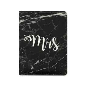 Passport Holder Leather Travel Wallet Organizer -Mrs Black Marble