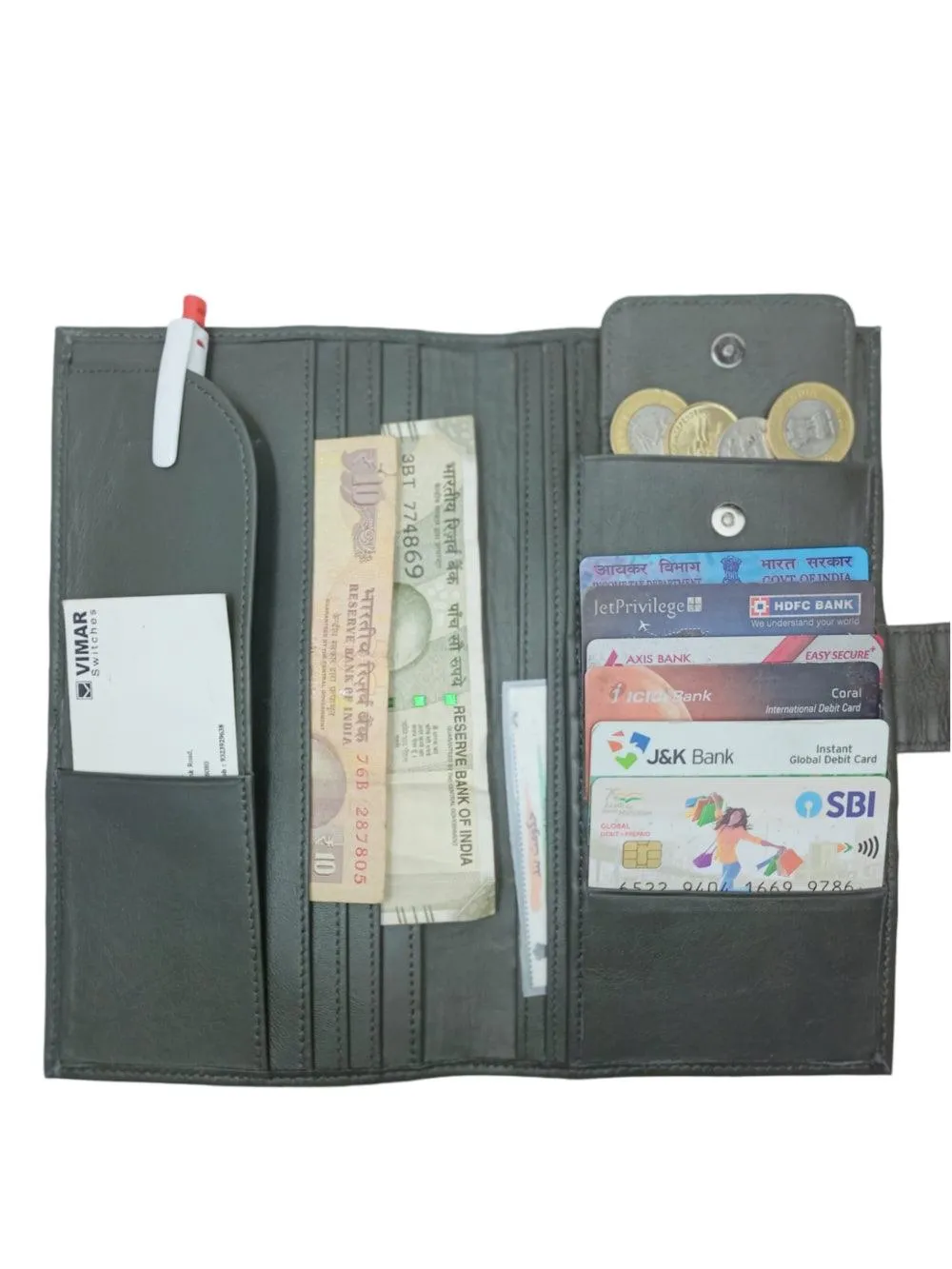 Passport Wallet Leather  | Casual Grey Clutch | Regular Size