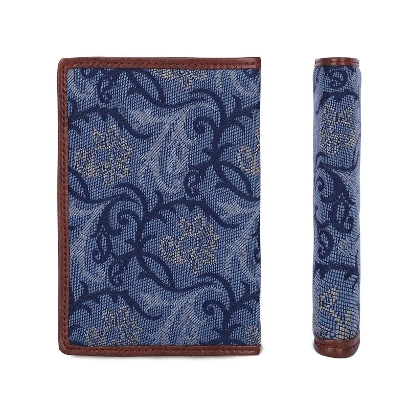 Passport Wallet - Stylish Tapestry Fabric & Faux Leather | Unisex | Compact | Blue-Spade Design