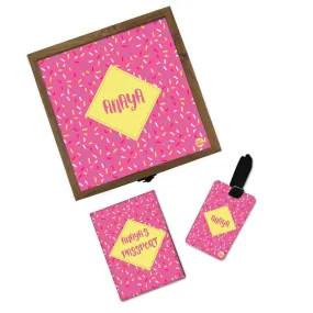 Personalised Passport Holder - Pink And Yellow Dots