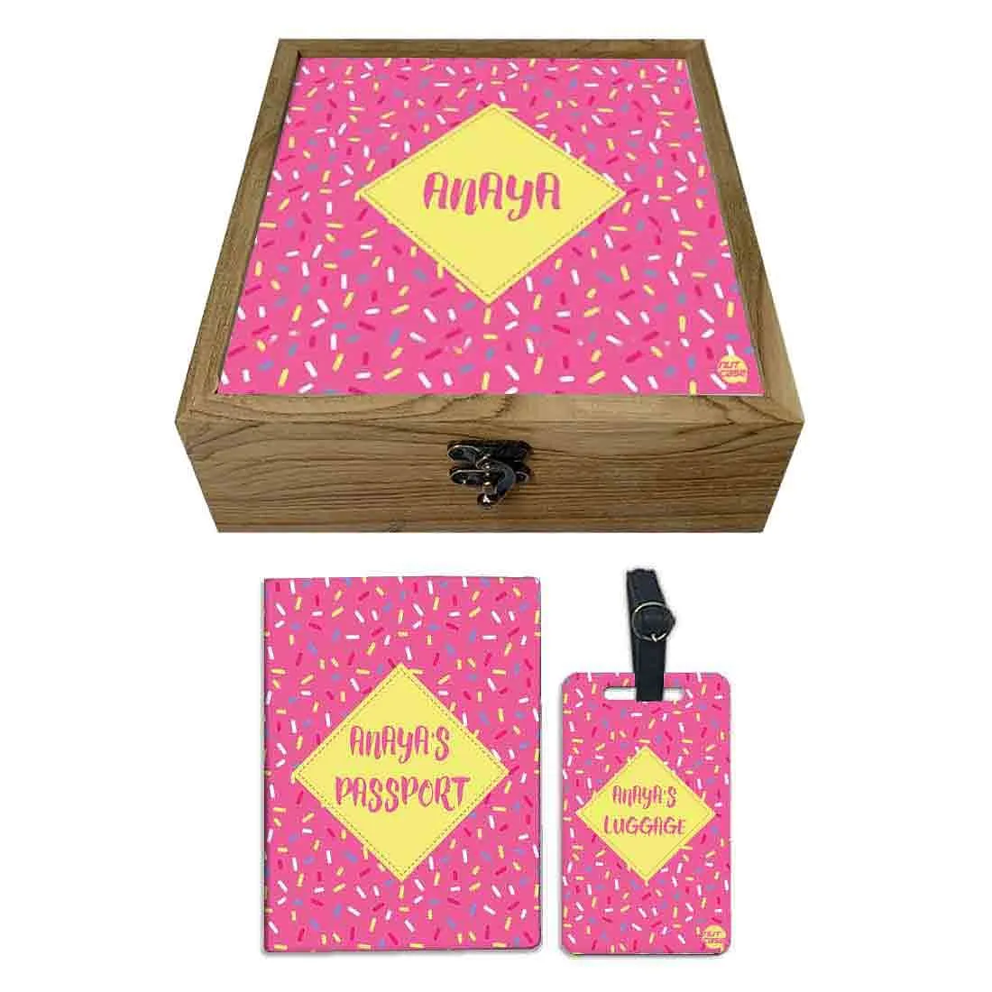 Personalised Passport Holder - Pink And Yellow Dots