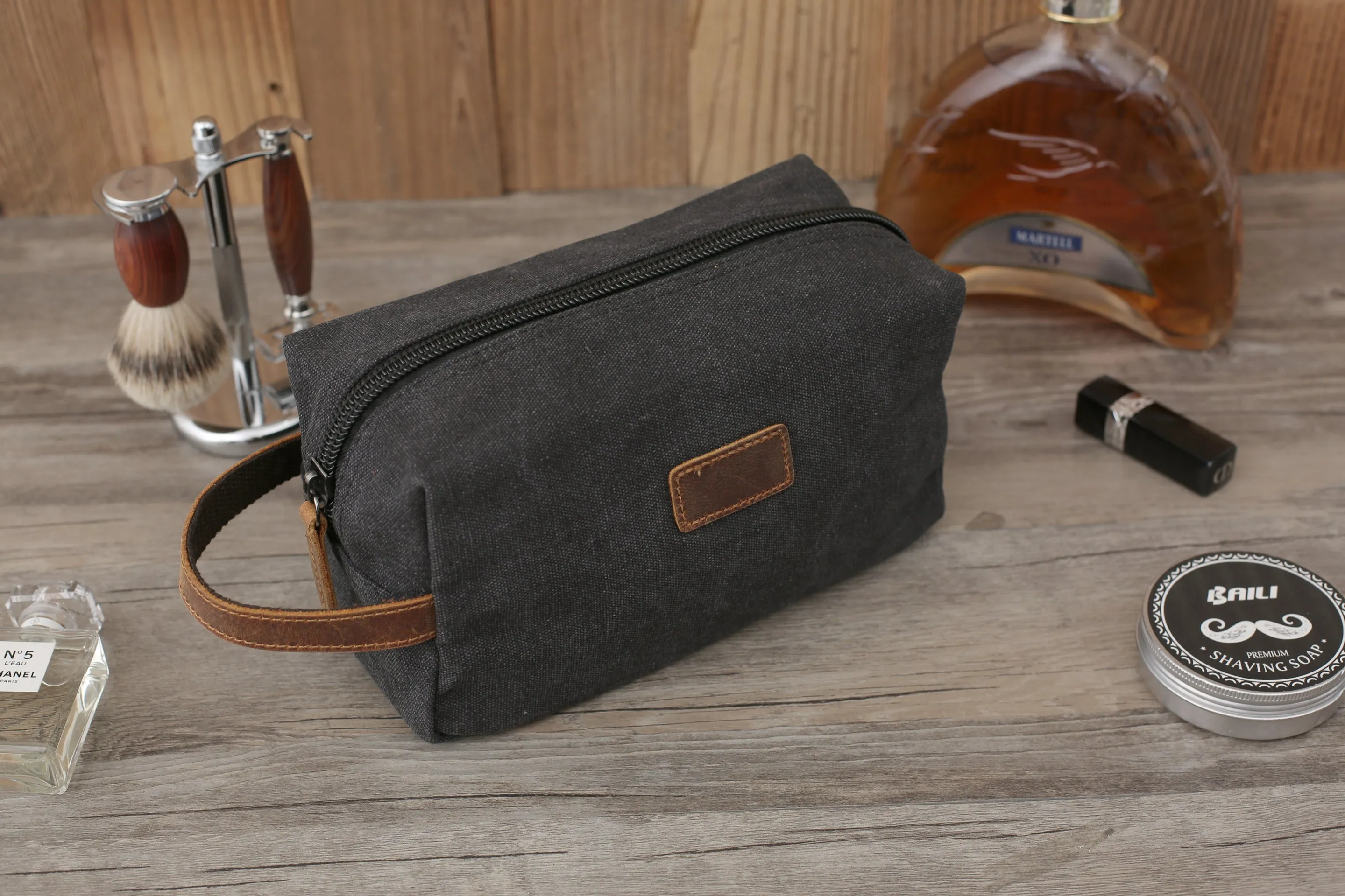 Personalized Canvas Dopp Kit, Shaving Kit, Mens Toiletry Bag Monogrammed, Unique Groomsmen Gift