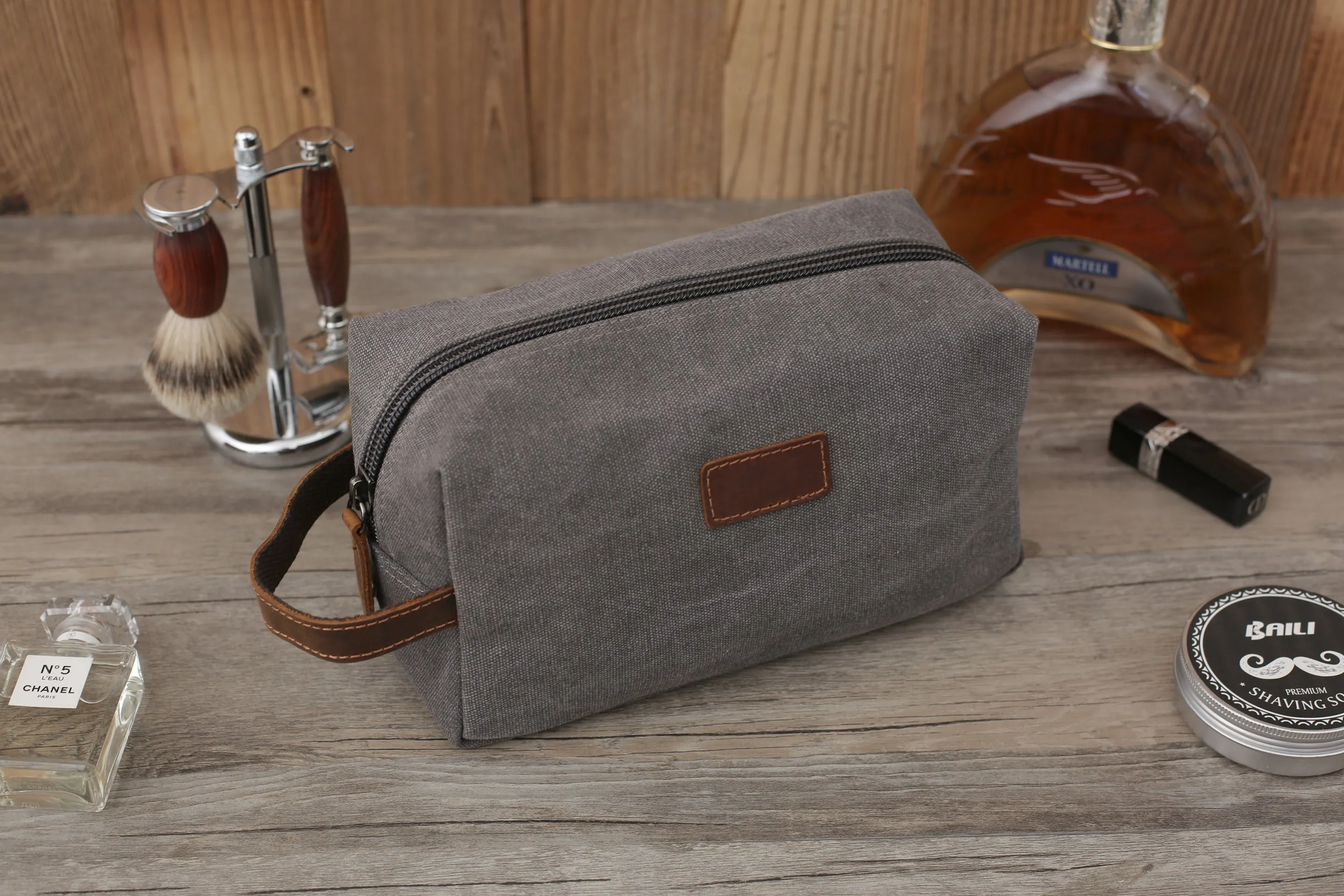 Personalized Canvas Dopp Kit, Shaving Kit, Mens Toiletry Bag Monogrammed, Unique Groomsmen Gift