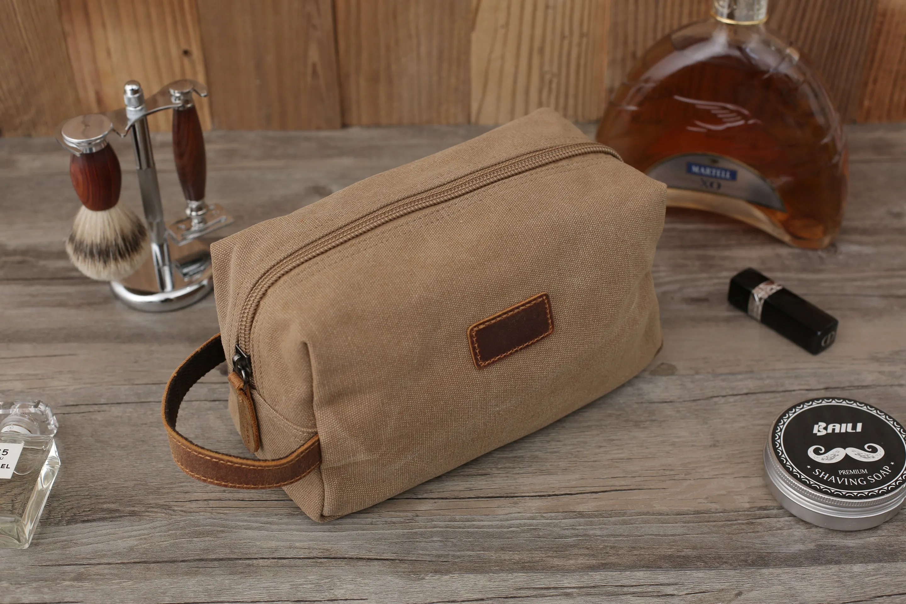 Personalized Canvas Dopp Kit, Shaving Kit, Mens Toiletry Bag Monogrammed, Unique Groomsmen Gift