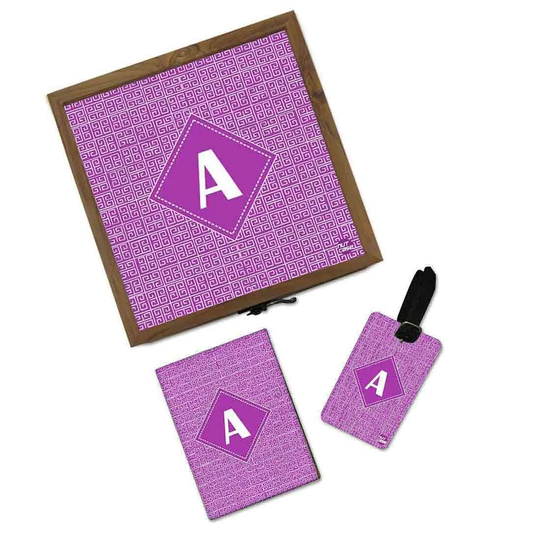 Personalized Passport Cover With Name - Purple Pattern