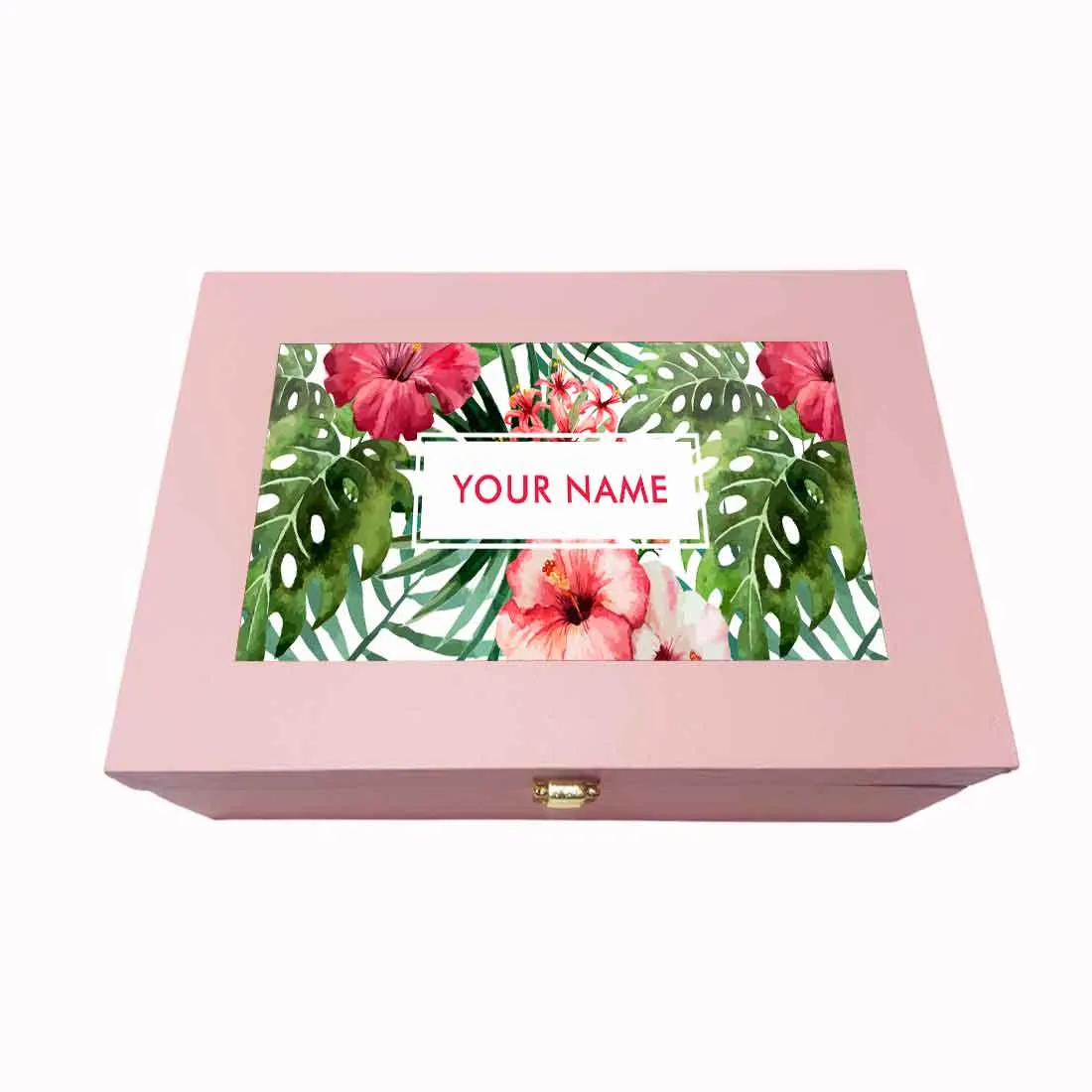 Personalized Pink Gift Box for Girlfriend Birthday  - Leaf