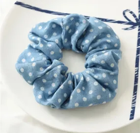 Polka Dot Scrunchie - Light Denim