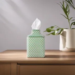 Porcelain Green Fish-Scale Square Tissue Box