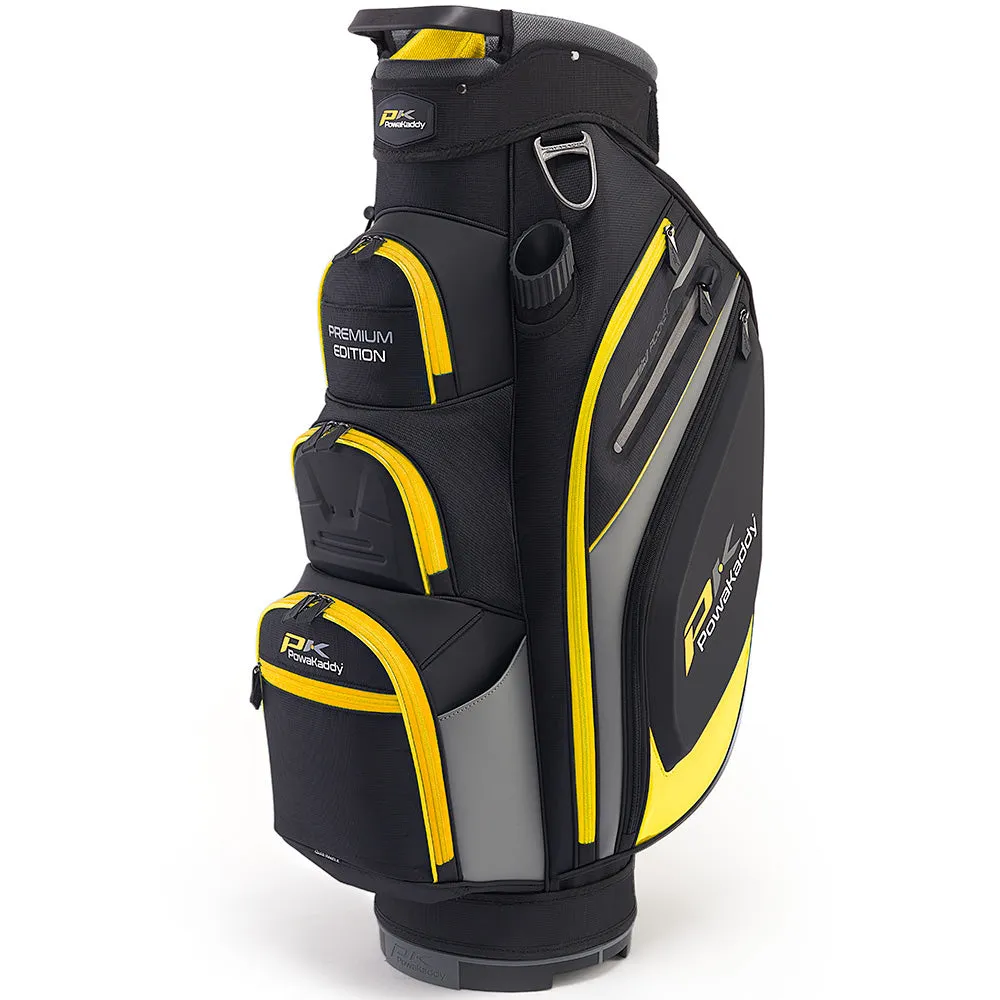 PowaKaddy Premium Edition Cart Bag - Black/Gun Metal/Yellow