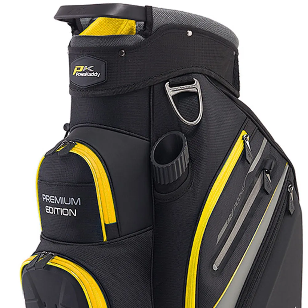 PowaKaddy Premium Edition Cart Bag - Black/Gun Metal/Yellow