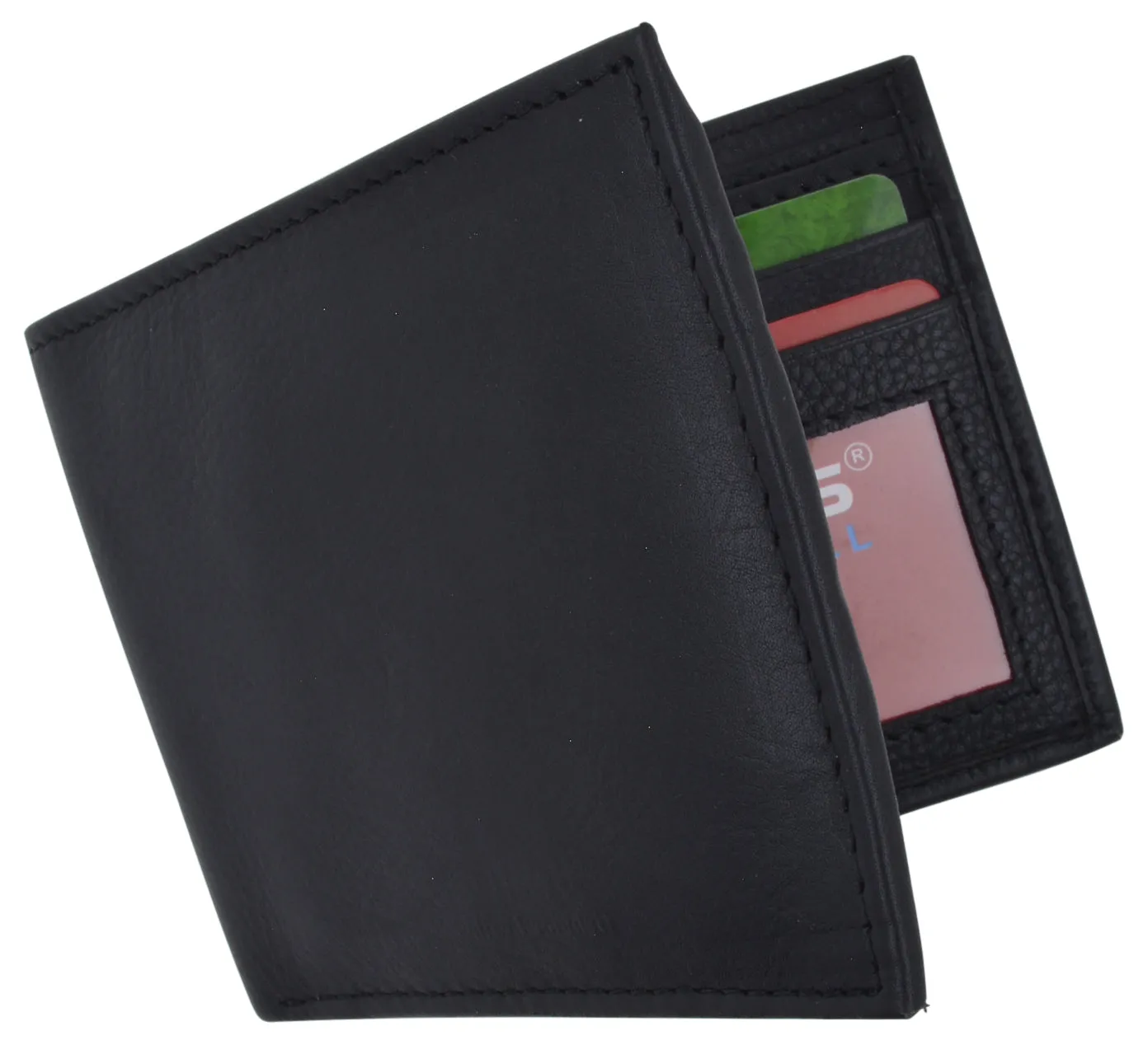 Premium Leather RFID Blocking Men's Slim Bifold Credit Card ID Wallet Black Gift Box RFID520060