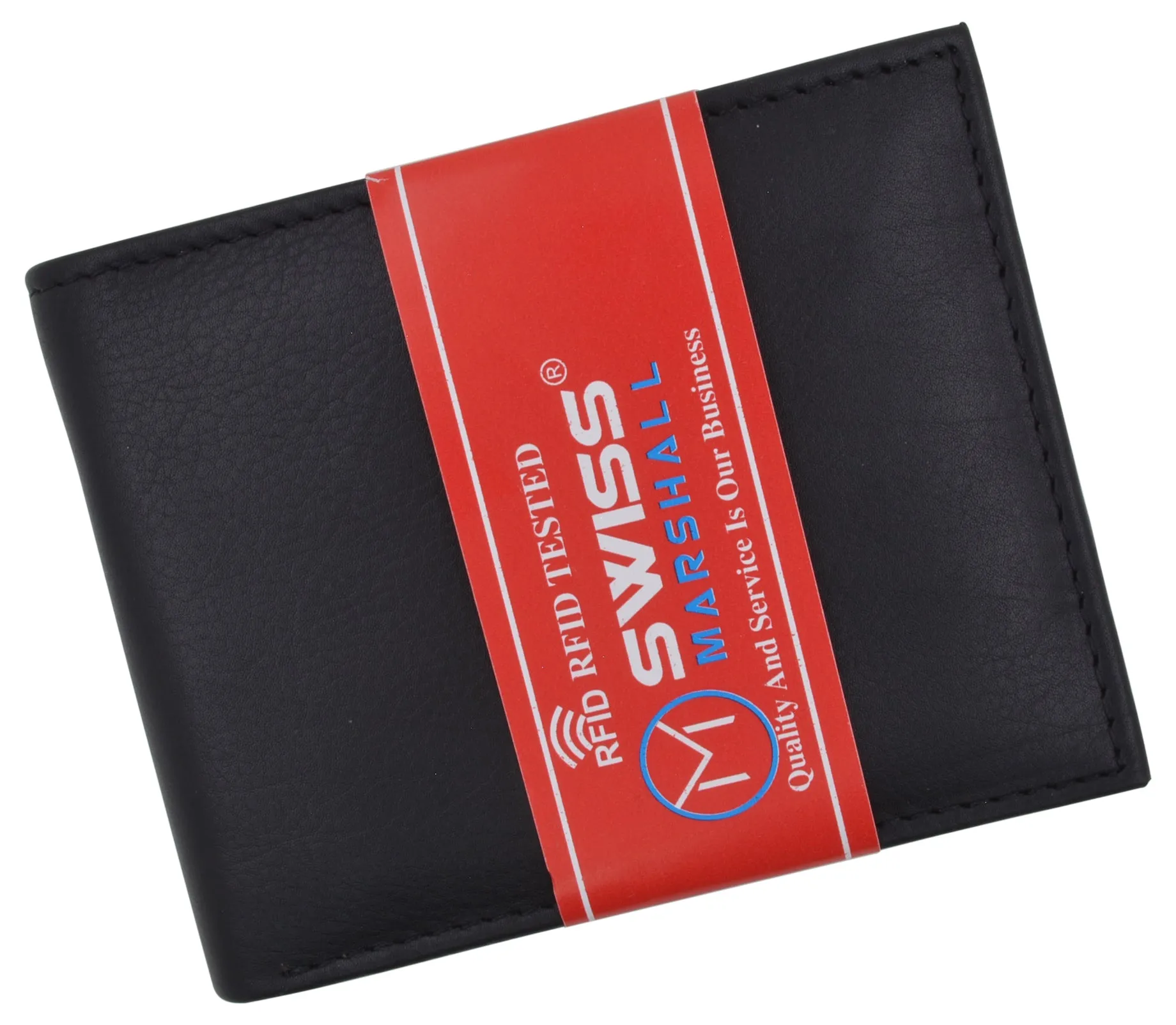 Premium Leather RFID Blocking Men's Slim Bifold Credit Card ID Wallet Black Gift Box RFID520060