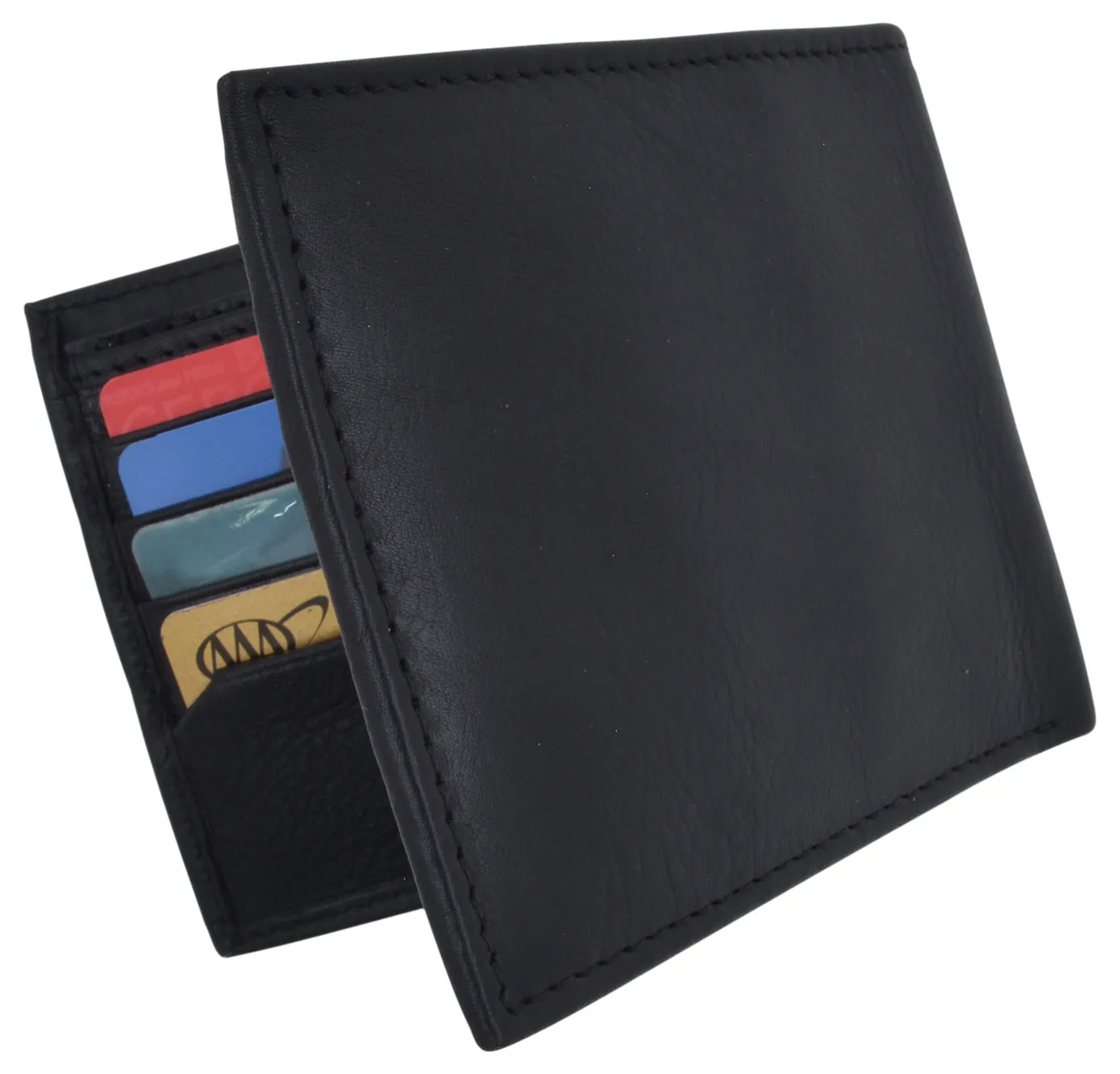 Premium Leather RFID Blocking Men's Slim Bifold Credit Card ID Wallet Black Gift Box RFID520060